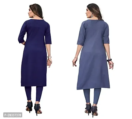 SANSKRUTI FASHION Women's Crepe Digital Print Straight Kurta(Pack-2) (XL, BlueBluegrey)-thumb2