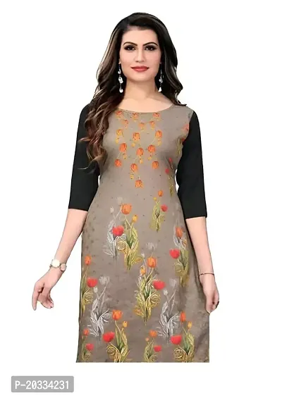 Lemon Tart Women's Crepe Printed Straight Kurti Size- X-Small Color-Black (VOL-22-XS)-thumb2