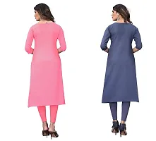 SANSKRUTI FASHION Women's Crepe Digital Print Straight Kurta(Pack of 2) (XL, CORALPINKSLATEGREY)-thumb1