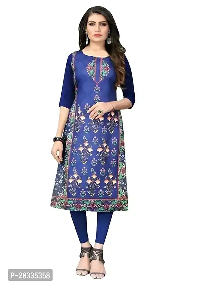 Lemon Tart Women's Crepe Printed Straight Kurti Size- Medium Color-Blue (VOL-39-M)-thumb0