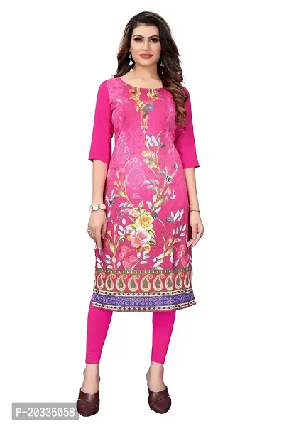 SANSKRUTI FASHION Women's Crepe Digital Print Straight Kurta (S, Pink)-thumb0