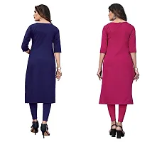 SANSKRUTI FASHION Women's Crepe Digital Print Straight Kurta(Pack of 2) (S, DARKBLUEDEEPPINK)-thumb1