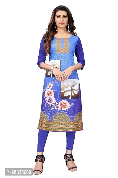 SANSKRUTI FASHION Women's Crepe Digital Print Straight Kurta (XL, Navy Blue)-thumb0