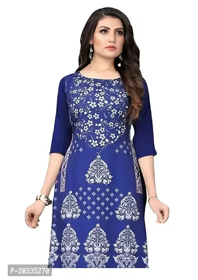 Lemon Tart Women's Crepe Printed Straight Kurti Size - X-Large Color - Blue (VOL-26-XL)-thumb5