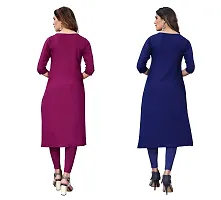 SANSKRUTI FASHION Women's Crepe Digital Print Straight Kurta(Pack of 2) (XL, PURPELNAVYBLUE)-thumb1