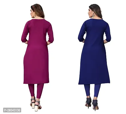 SANSKRUTI FASHION Women's Crepe Digital Print Straight Kurta(Pack of 2) (XL, PURPELNAVYBLUE)-thumb2