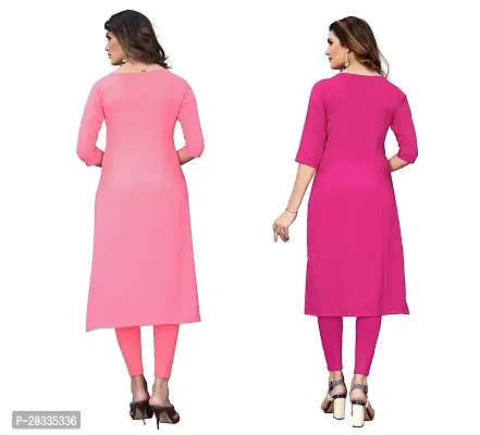 SANSKRUTI FASHION Women's Crepe Digital Print Straight Kurta(Pack of 2) (L, PeachPink)-thumb2