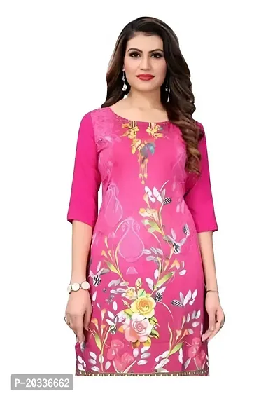 Lemon Tart Women's Crepe Printed Straight Kurti Size- Small Color-Pink (VOL-18-S)-thumb2