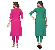 SANSKRUTI FASHION Women's Crepe Digital Print Straight Kurta(Pack 2) (XL, PinkSeagreen)-thumb1