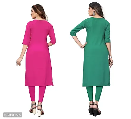 SANSKRUTI FASHION Women's Crepe Digital Print Straight Kurta(Pack 2) (XL, PinkSeagreen)-thumb2