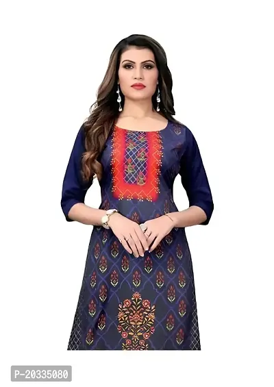 Lemon Tart Women's Crepe Printed Straight Kurti Size- X-Small Color-Dark Blue (VOL-08-XS)-thumb2