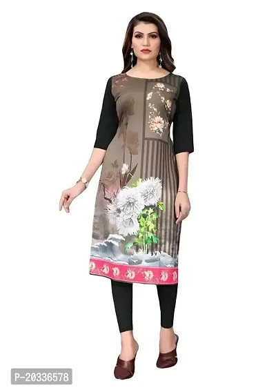 Lemon Tart Women's Crepe Printed Straight Kurti Size- X-Large Color-Black (VOL-25-XL)