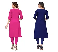 SANSKRUTI FASHION Women's Crepe Digital Print Straight Kurta(Pack of 2) (S, HOTPINKNAVYBLUE)-thumb1