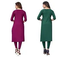 SANSKRUTI FASHION Women's Crepe Digital Print Straight Kurta(Pack of 2) (L, PURPELOliveGreen)-thumb1