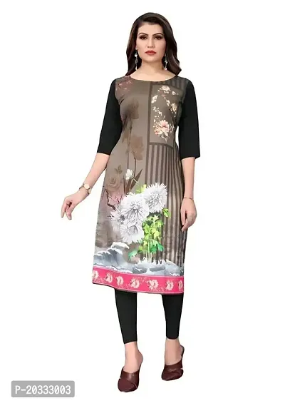 Lemon Tart Women's Crepe Printed Straight Kurti Size- X-Small Color-Black (VOL-25-XS)-thumb0