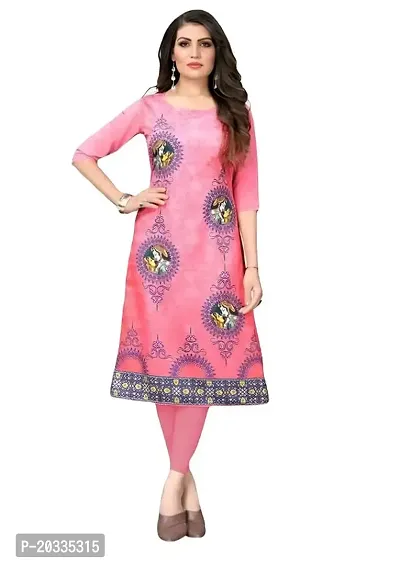 Lemon Tart Women's Crepe Printed Straight Kurti Size- X-Small Color-Pink (VOL-33-XXL)-thumb0