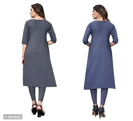 SANSKRUTI FASHION Women's Crepe Digital Print Straight Kurta(Pack of 2) (XL, BluegreySLATEGREY)-thumb2