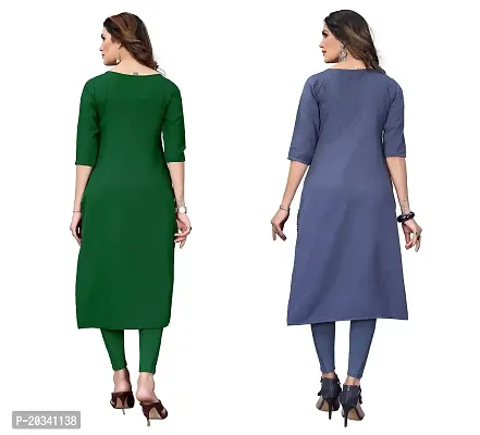 SANSKRUTI FASHION Women's Crepe Digital Print Straight Kurta(Pack of 2) (XL, SeagreenBluegrey)-thumb2