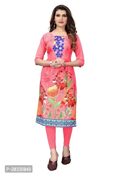 SANSKRUTI FASHION Women's Crepe Digital Print Straight Kurta (XXL, Peach)