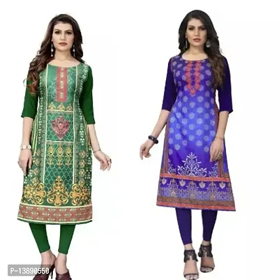 Reliable Crepe Printed Straight Kurta For Women- Pack Of 2