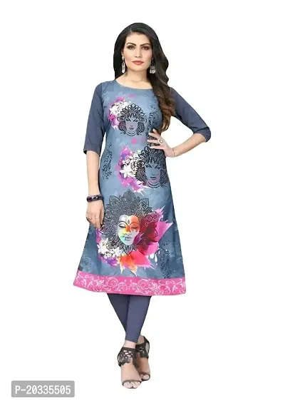 Lemon Tart Women's Crepe Printed Straight Kurti Size- X-Small Color-Grey (VOL-37-XXL)