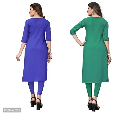 SANSKRUTI FASHION Women's Crepe Digital Print Straight Kurta(Pack of 2) (M, BLUEVIOLOTSeagreen)-thumb2