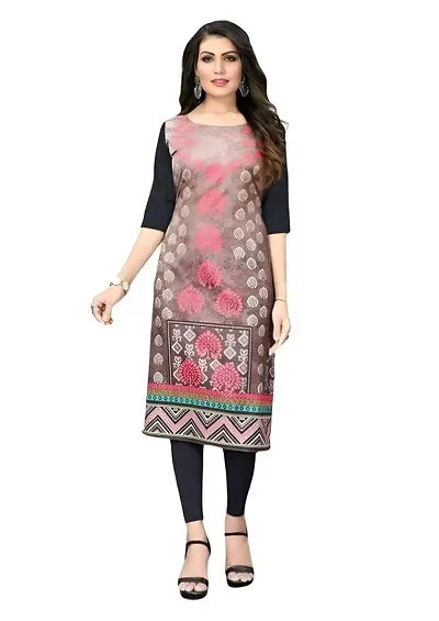 Stylish Crepe Straight Printed Kurti