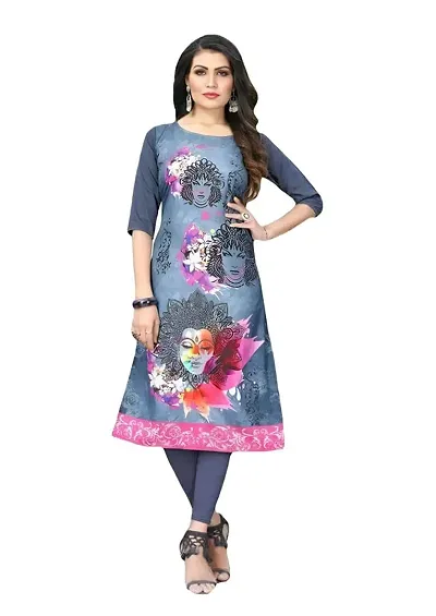 Stylish Crepe Straight Printed Kurti