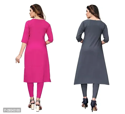 SANSKRUTI FASHION Women's Crepe Digital Print Straight Kurta(Pack of 2) (XXL, HOTPINKLIGHTGREY)-thumb2