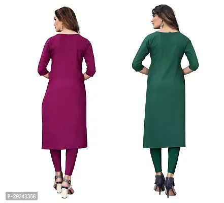 SANSKRUTI FASHION Women's Crepe Digital Print Straight Kurta(Pack of 2) (L, DARKPURPELOliveGreen)-thumb2