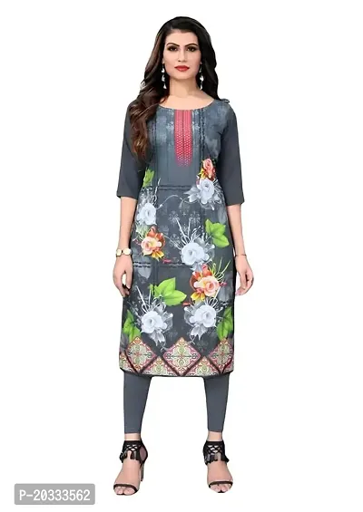 Lemon Tart Women's Crepe Printed Straight Kurti Size- X-Small Color-Grey (VOL-19-XS)-thumb0