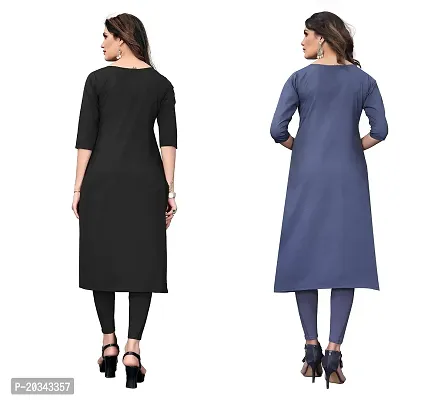 SANSKRUTI FASHION Women's Crepe Digital Print Straight Kurta(Pack of 2) (M, SILVERBLACKSLATEGREY)-thumb2