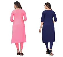 SANSKRUTI FASHION Women's Crepe Digital Print Straight Kurta(Pack of 2) (XL, PeachDARKBLUE)-thumb1