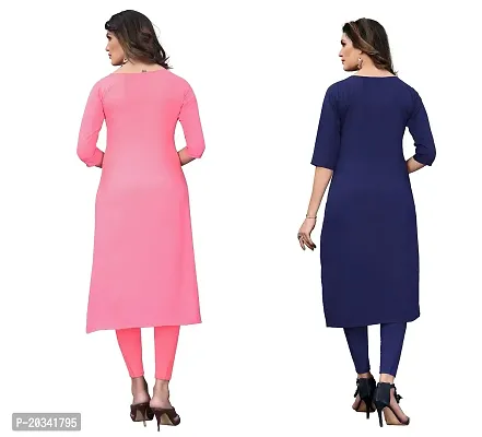 SANSKRUTI FASHION Women's Crepe Digital Print Straight Kurta(Pack of 2) (XL, PeachDARKBLUE)-thumb2