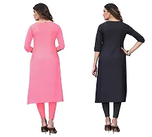 SANSKRUTI FASHION Women's Crepe Digital Print Straight Kurta(Pack of 2) (L, CORALPINKSILVERBLACK)-thumb1