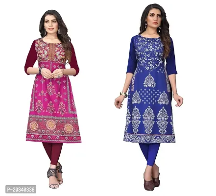 SANSKRUTI FASHION Women's Crepe Digital Print Straight Kurta(Pack of 2) (XXL, PURPELBLUEVIOLOT)-thumb0