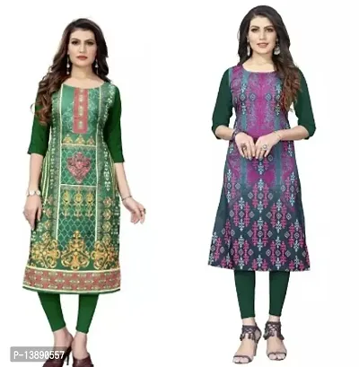 Reliable Crepe Printed Straight Kurta For Women- Pack Of 2