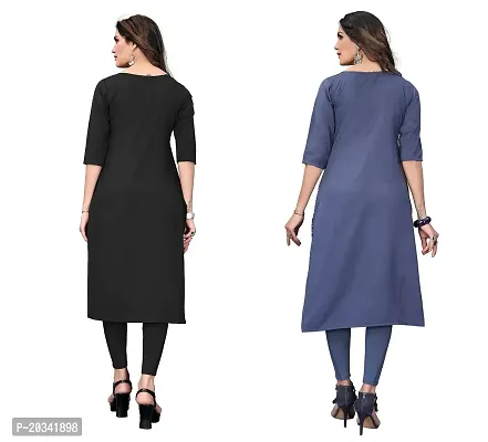 SANSKRUTI FASHION Women's Crepe Digital Print Straight Kurta(Pack of 2) (L, DARKBLACKBluegrey)-thumb2