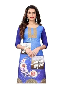 Lemon Tart Women's Crepe Printed Straight Kurti Size- Medium Color-Blue (VOL-03-M)-thumb2