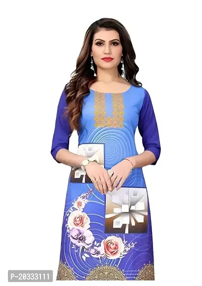 Lemon Tart Women's Crepe Printed Straight Kurti Size- Medium Color-Blue (VOL-03-M)-thumb3