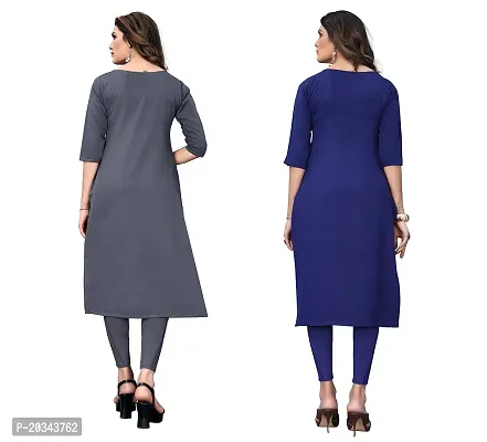 SANSKRUTI FASHION Women's Crepe Digital Print Straight Kurta(Pack of 2) (XL, DIMGREYDODGEBLUE)-thumb2