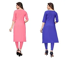 SANSKRUTI FASHION Women's Crepe Digital Print Straight Kurta(Pack of 2) (S, BlueCORALPINK)-thumb1