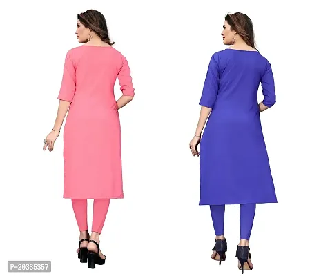 SANSKRUTI FASHION Women's Crepe Digital Print Straight Kurta(Pack of 2) (S, BlueCORALPINK)-thumb2