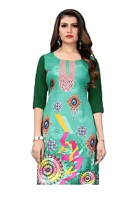 Lemon Tart Women's Crepe Printed Straight Kurti Size- Small Color-Green (VOL-10-S)-thumb1