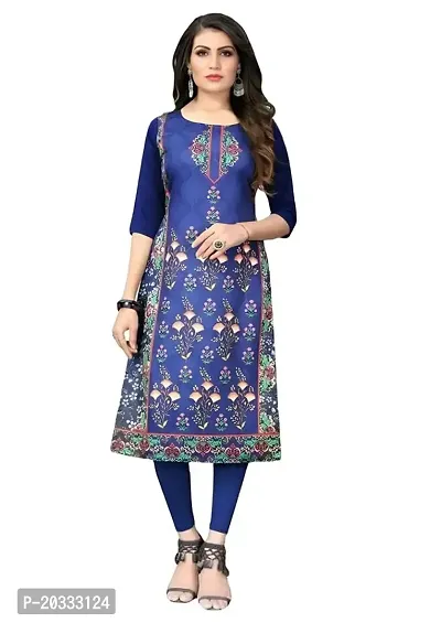 Lemon Tart Women's Crepe Printed Straight Kurti Size- Large Color-Blue (VOL-39-L)