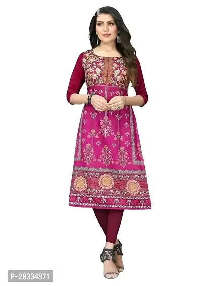 Lemon Tart Women's Crepe Printed Straight Kurti Size - Small Color-Purple (VOL-12-S)-thumb0