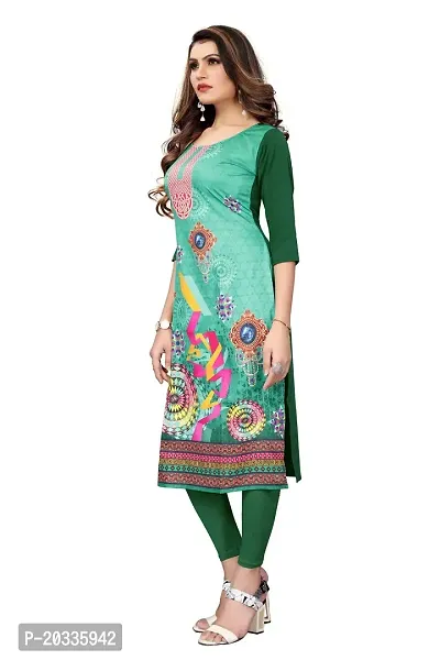 SANSKRUTI FASHION Women's Crepe Digital Print Straight Kurta (M, Light Green)-thumb4