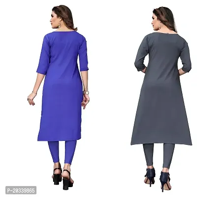 SANSKRUTI FASHION Women's Crepe Digital Print Straight Kurta(Pack of 2) (S, BlueLIGHTGREY)-thumb2