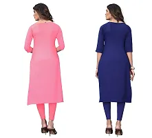 SANSKRUTI FASHION Women's Crepe Digital Print Straight Kurta(Pack of 2) (S, CORALPINKBLUEVIOLOT)-thumb1