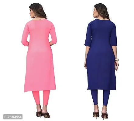 SANSKRUTI FASHION Women's Crepe Digital Print Straight Kurta(Pack of 2) (S, CORALPINKBLUEVIOLOT)-thumb2